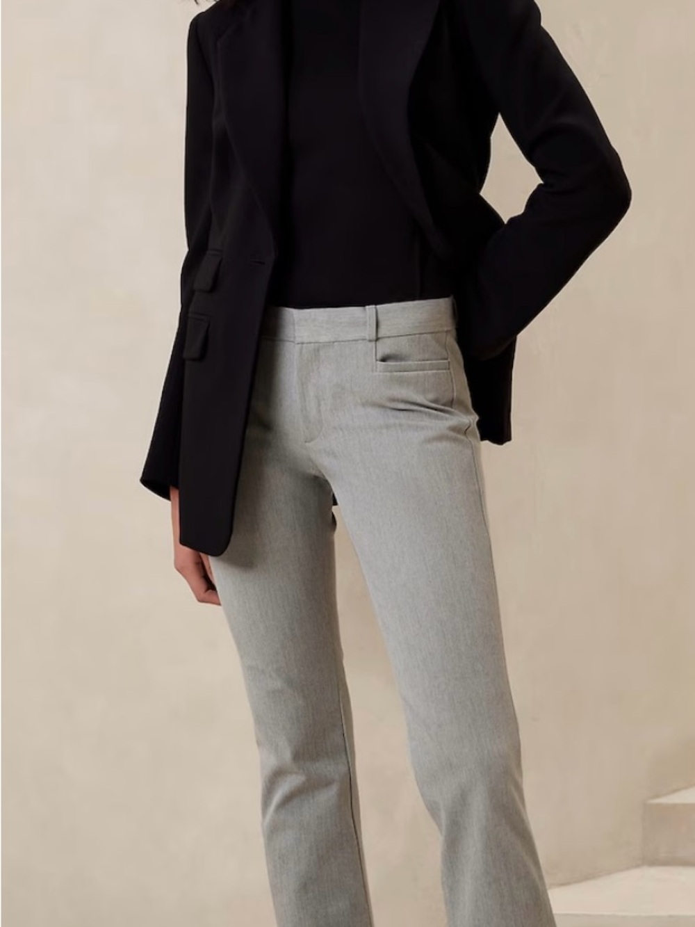 Banana Republic Light Gray Straight-Leg Dress Pants